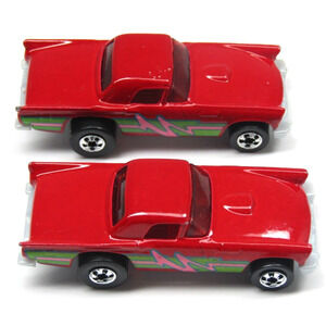 2x 1977 Hot Wheels 57 Ford Thunderbirds Red Windows Vintage Mattel Diecast Cars